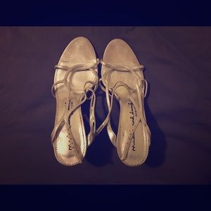 Silver strappy heeled shoes